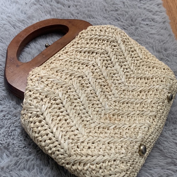 Vintage Wooden and Straw Cottage Core Summer Handbag Purse - Picture 3 of 7